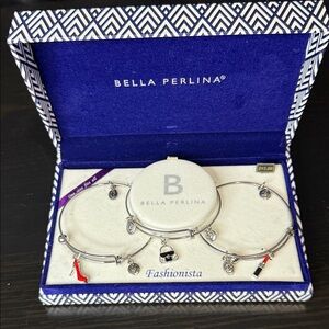 Bella Perlina Silver and Red Charm Bracelet Trio